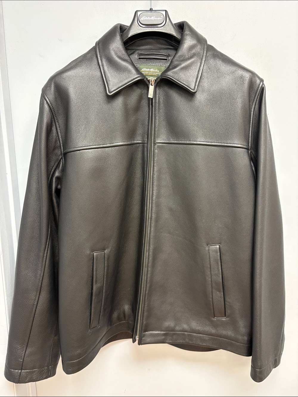 Eddie Bauer Men’s Genuine Leather Full Zip Jacket Black Size Medium
